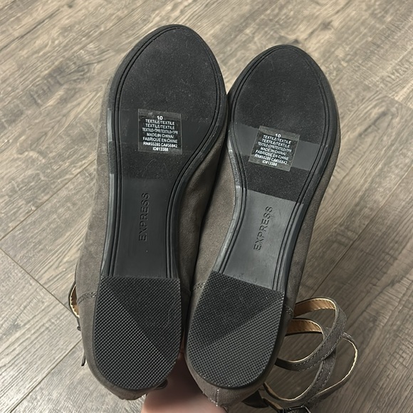 Express Grey Suede Ankle Strap Flats - Picture 3 of 3